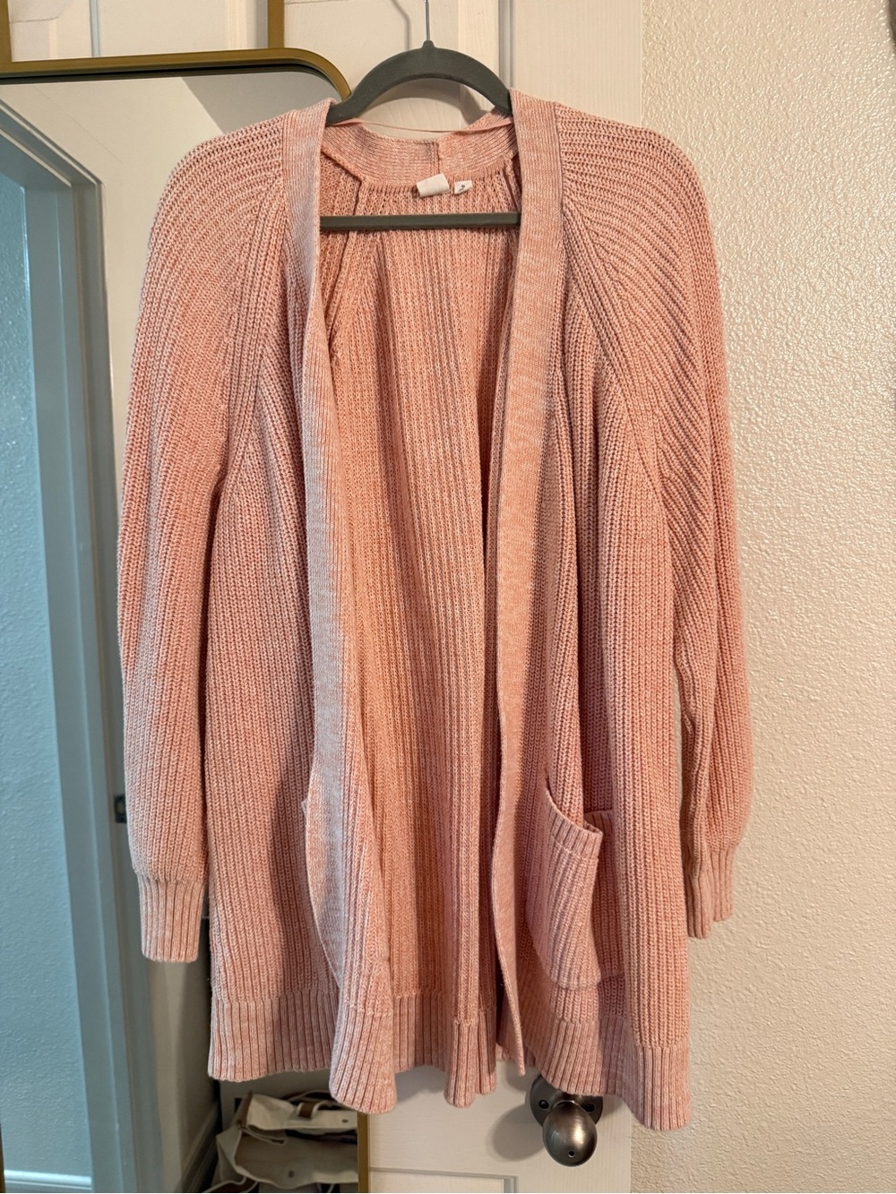 GAP Open-Front Knit Cardigan - Dusty Pink